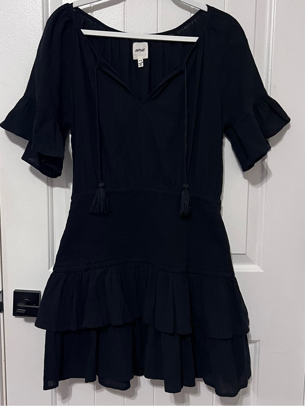 Aerie Black Tiered Ruffle Dress Size Medium